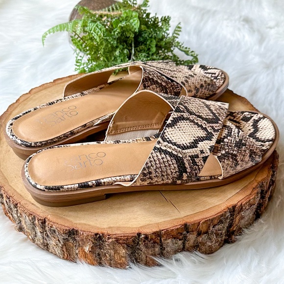 Franco Sarto Marcos Snake Criss Cross Strap Slide Sandal Slip On Shoes 6 - Picture 5 of 6